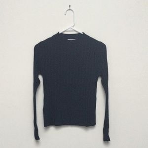 Mango Navy blue ribbed crewneck sweater